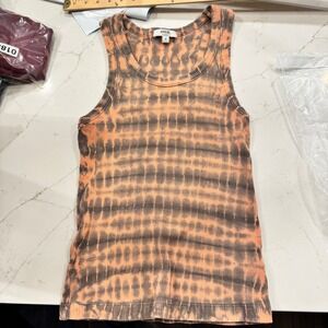 AGOLDE Poppy Tank Ribbed Tie Dye Orange Black Tank Top Women's Size M